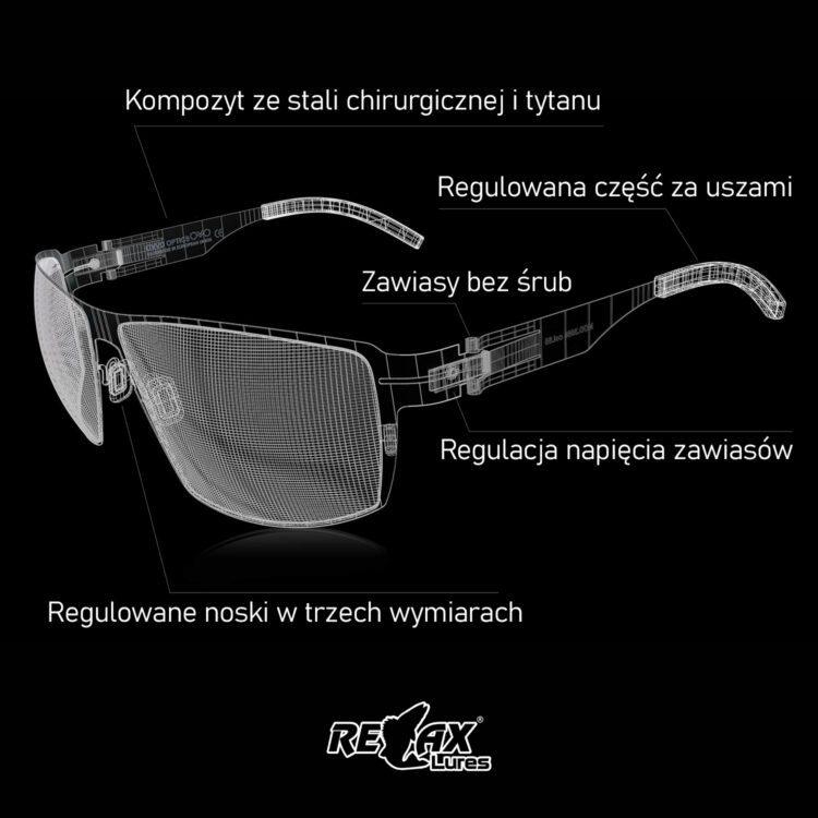 Okulary Relax Classic Czarne+ Etui - obrazek 2